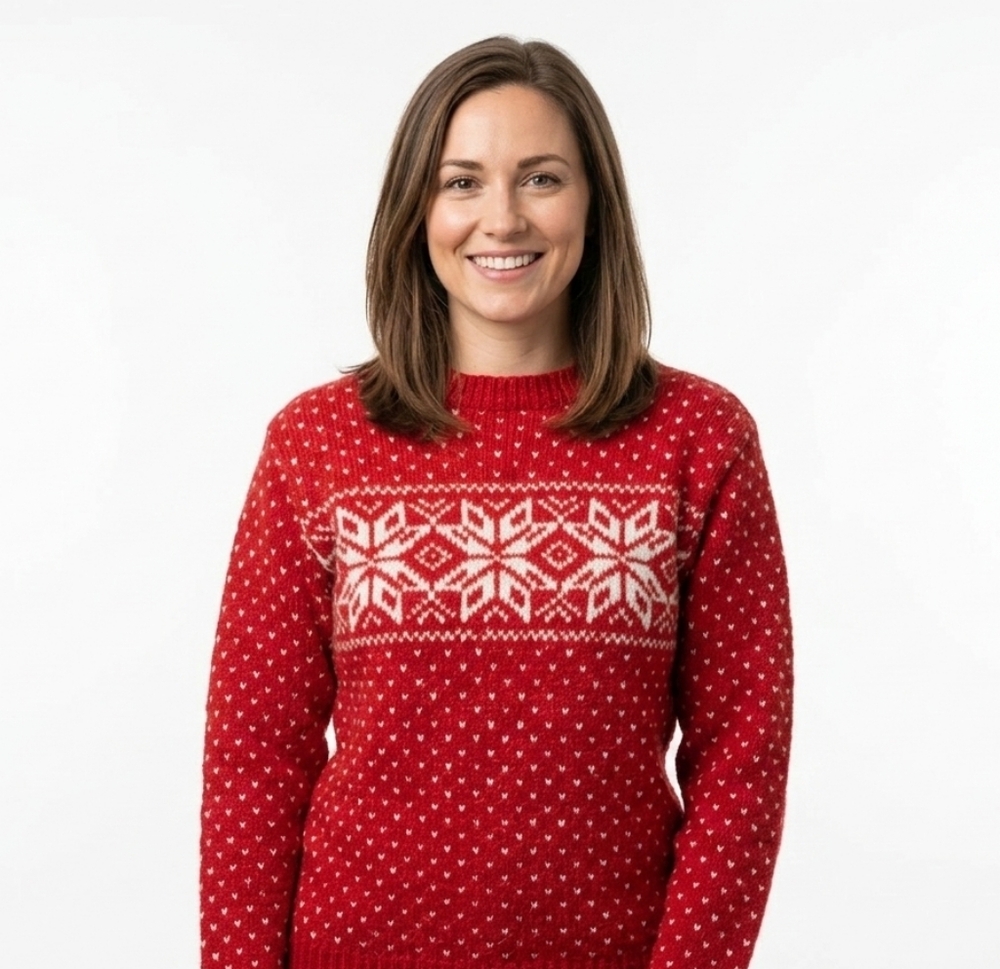 Vintage Bronte Red Fair Isle Wool Blend Snowflake Sweater xs